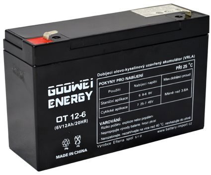 Baterie pro záložní zdroje GOOWEI ENERGY Bezúdržbový olověný akumulátor AGM OT12-6 F1, 6V, 12Ah