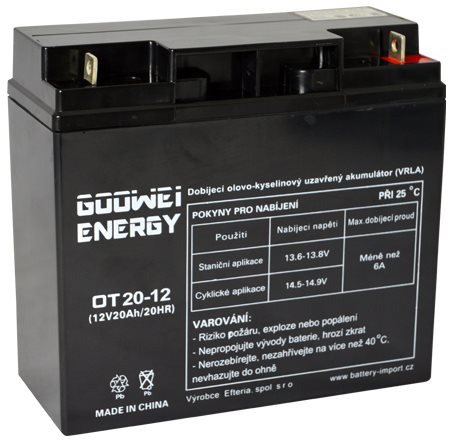 Baterie pro záložní zdroje GOOWEI ENERGY Bezúdržbový olověný akumulátor AGM OT20-12 L1, 12V, 20Ah