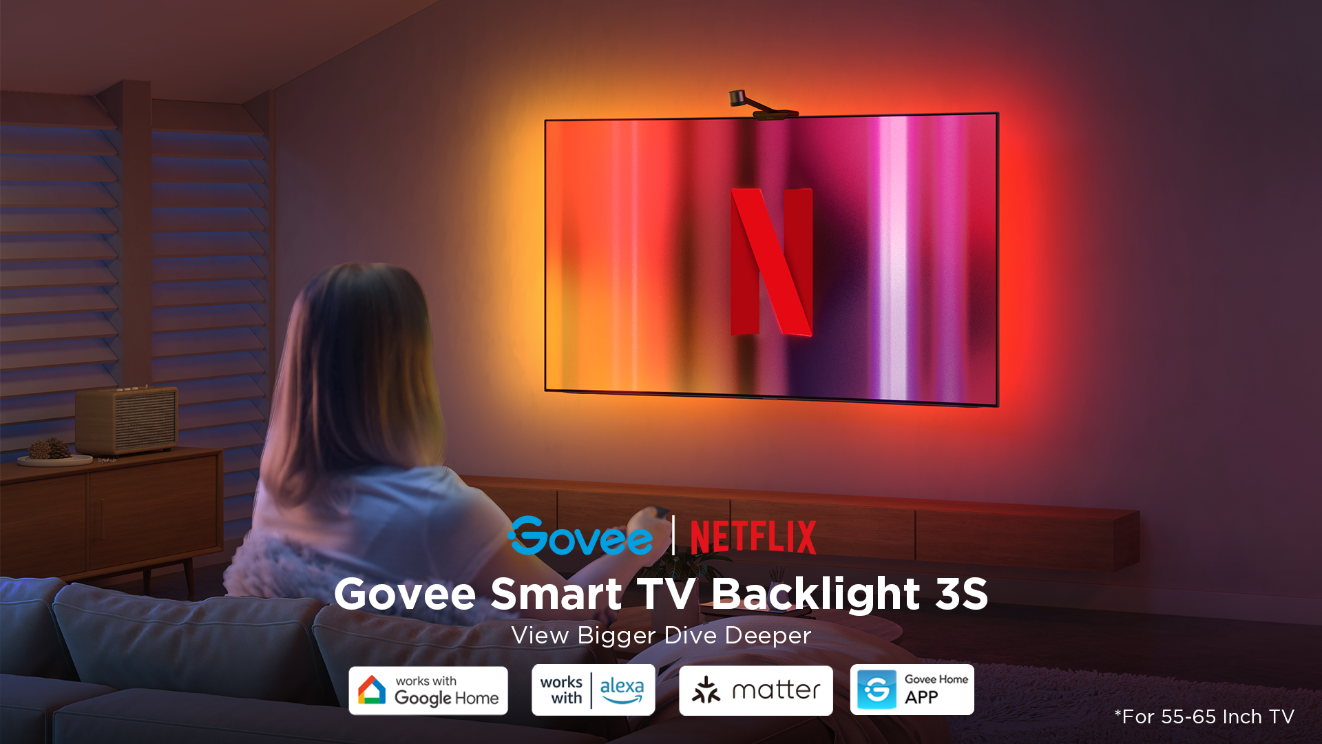 LED pásek Govee Backlight 3S Netflix TV 55-65 SMART LED podsvícení RGBICW