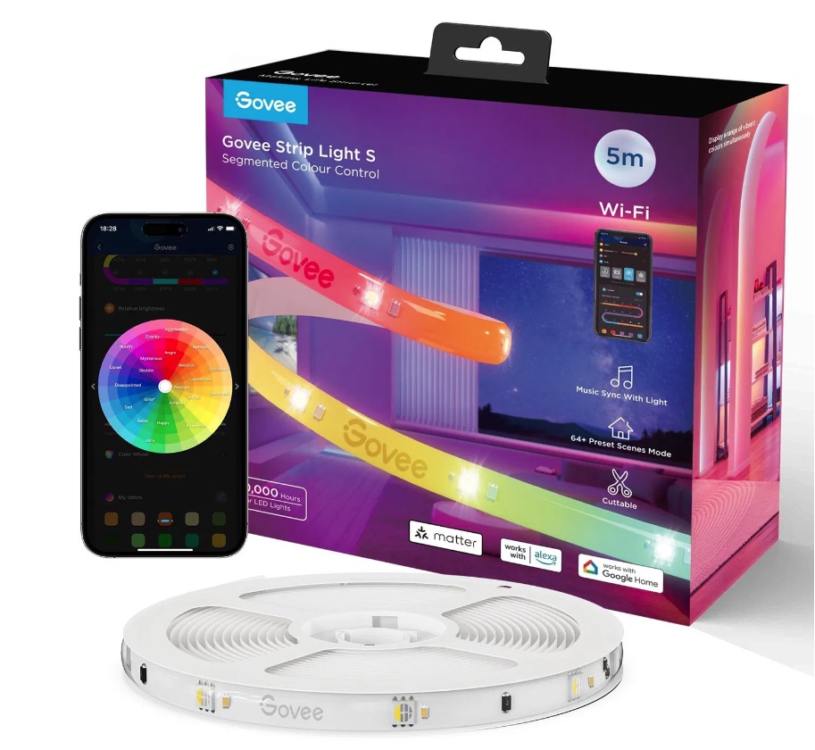 LED pásek Govee WiFi RGBICW Smart PRO, 5 m, MATTER, extra odolný