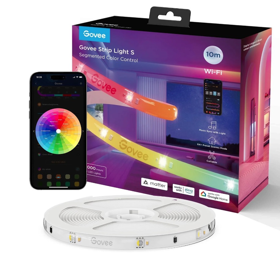 Govee WiFi RGBICW Smart PRO LED-Streifen, 10 m, MATTER, extra langlebig