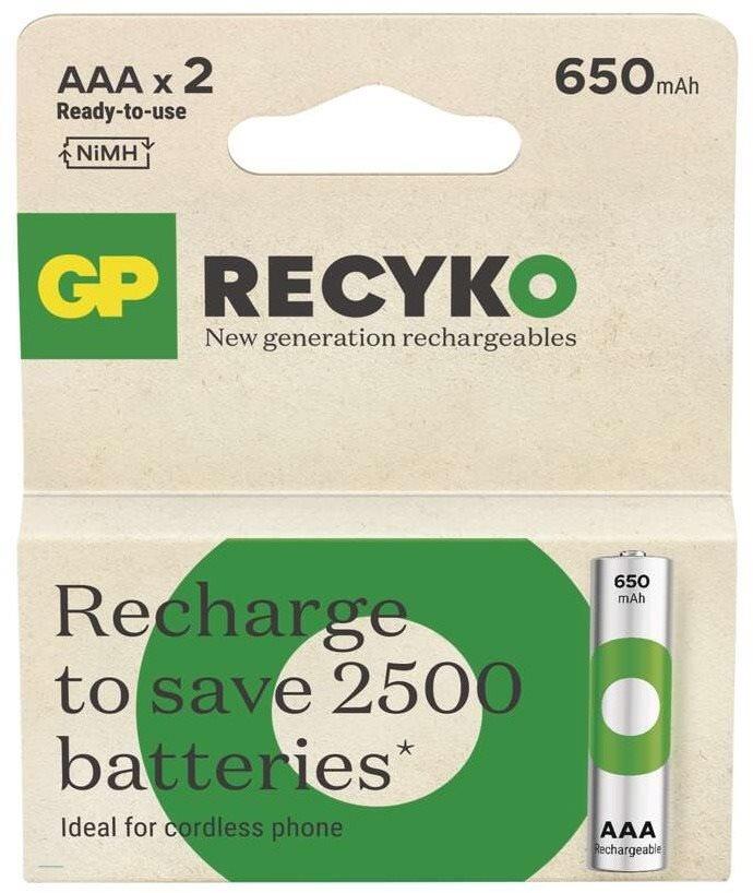 Wiederaufladbare Batterien GP Wiederaufladbare Batterien ReCyko 650 AAA (HR03), 2 Stück