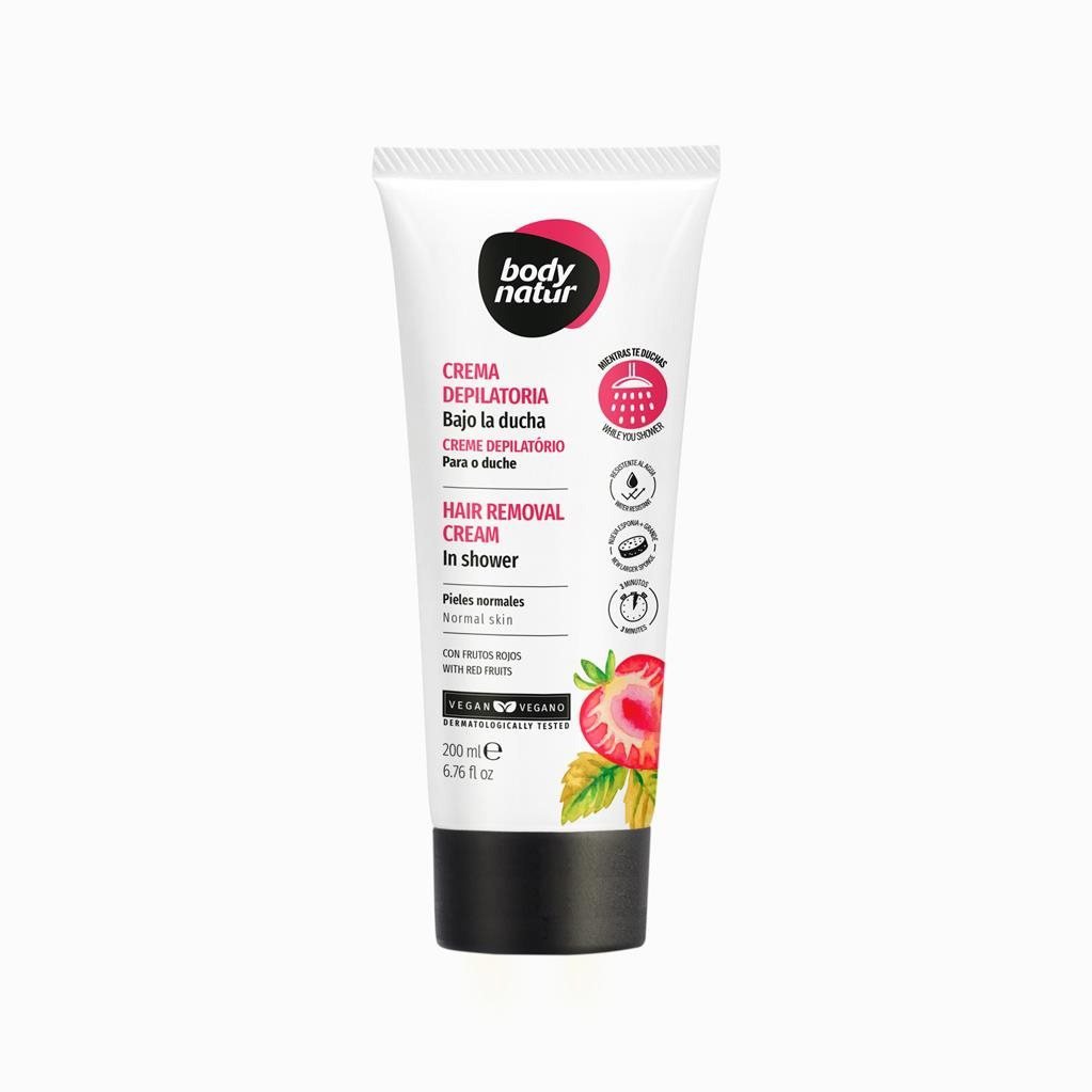 Depilační krém do sprchy BODYNATUR s červeným ovocem 200 ml