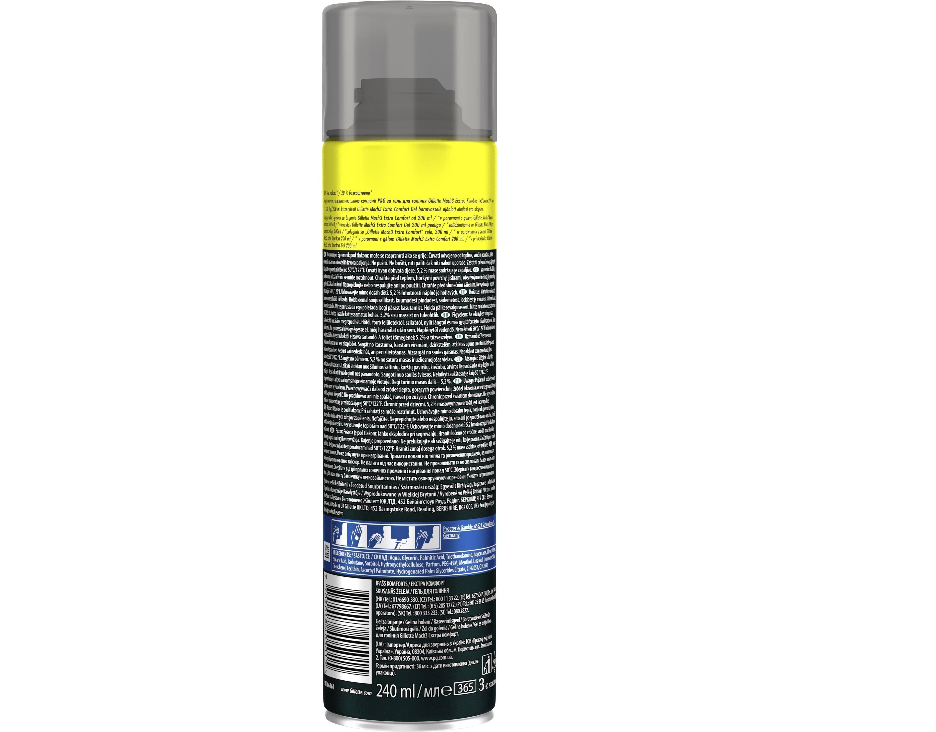 Gel na holení GILLETTE Mach3 Extra Comfort Pánský Gel Na Holení 240 ml