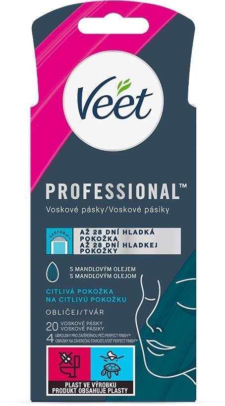 VEET Professional Studené voskové pásky na obličej pro citlivou pokožku 20 ks
