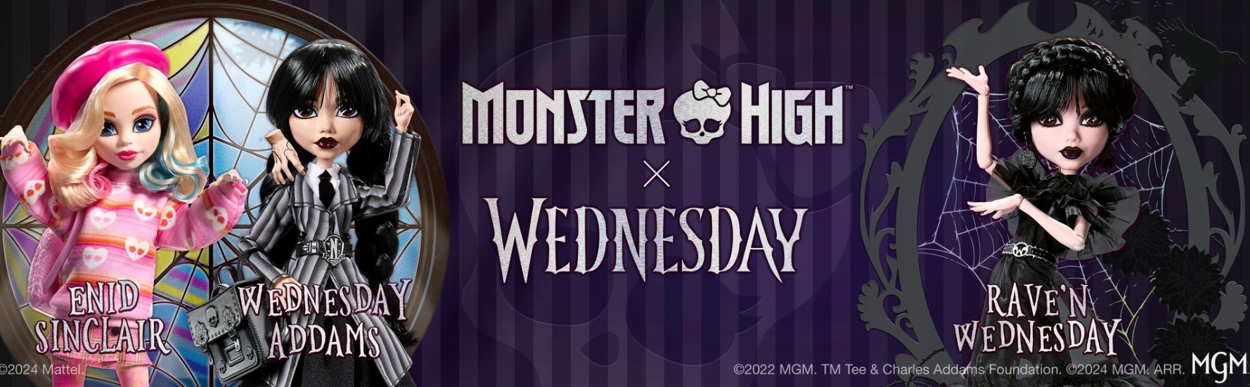 Panenka Sběratelská panenka Monster High X Wednesday Addams v černých šatech Rave’N, doplňky HXJ03