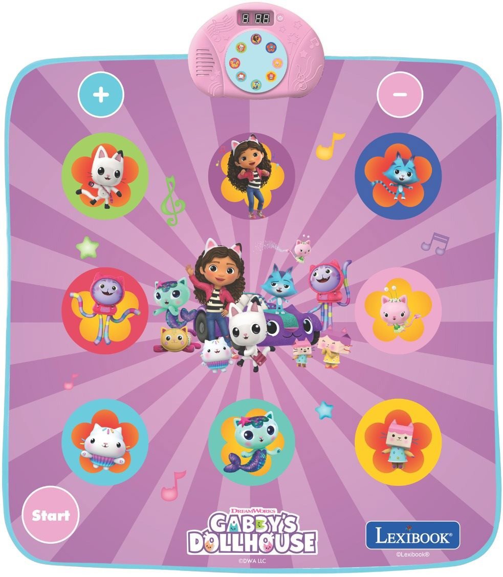 Lexibook Elektronická Bluetooth svítící taneční podložka Gabby's Dollhouse se 6 herními režimy