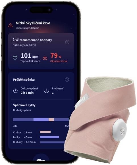 Chytrá ponožka Owlet Dream Sock 0-18 měsíců (Matně růžová)