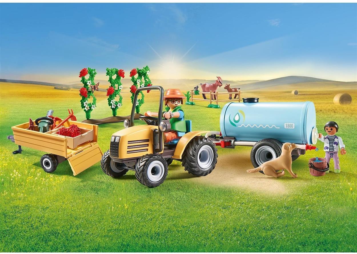 Bausatz Playmobil Traktor mit Anhänger und Wassertank