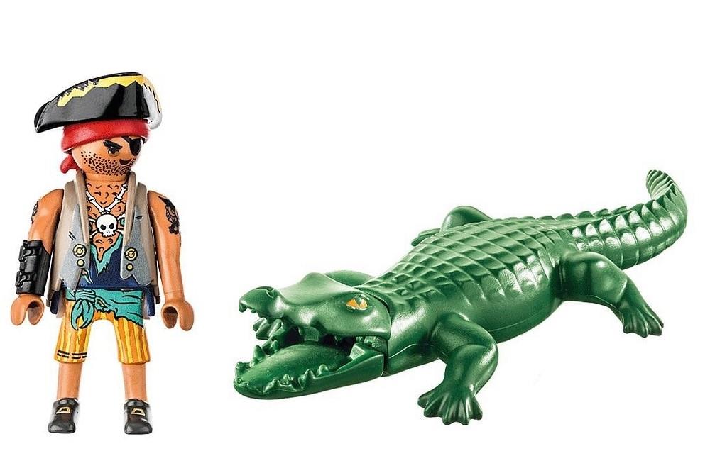 Figur eines Piraten und eines Alligators aus dem Playmobil-Bausatz