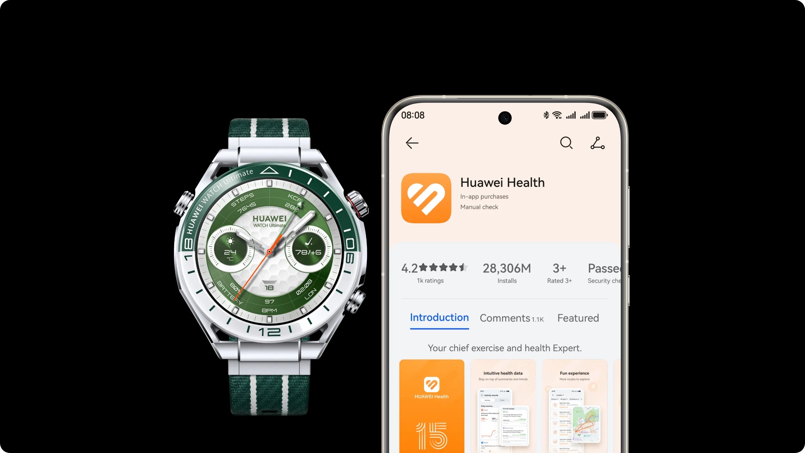 Chytré hodinky Huawei Watch Ultimate Green