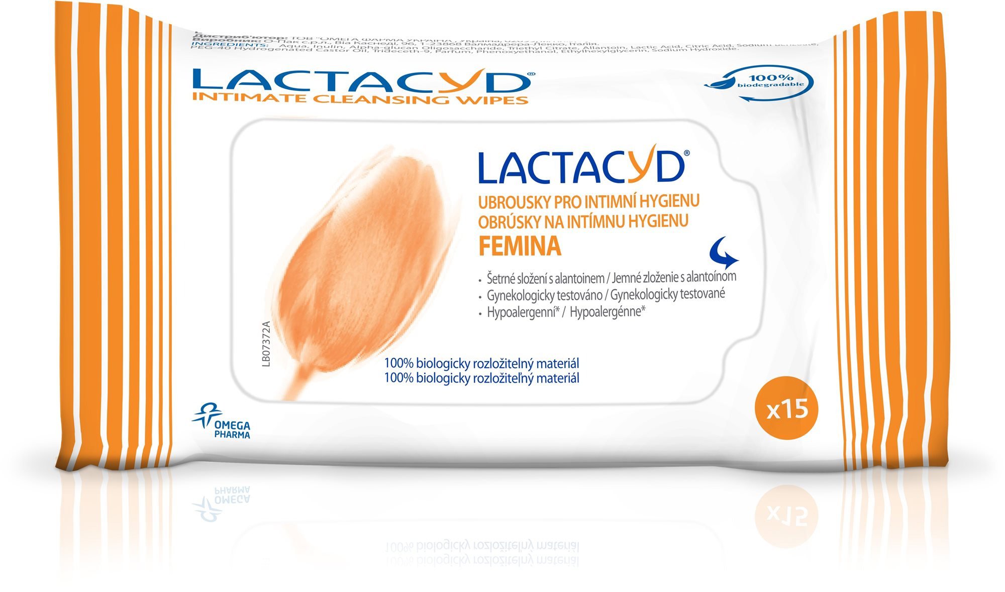 Vlhčené ubrousky pro intimní hygienu LACTACYD Femina 15 ks