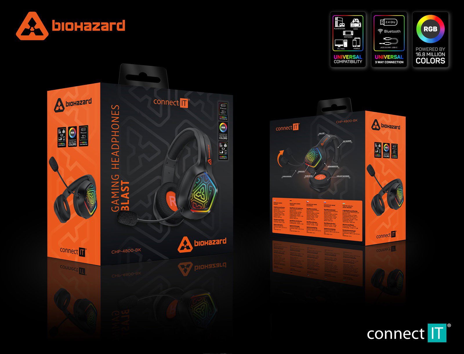 Gaming-Headset CONNECT IT CHP-4800-BK BIOHAZARD Blast schwarz