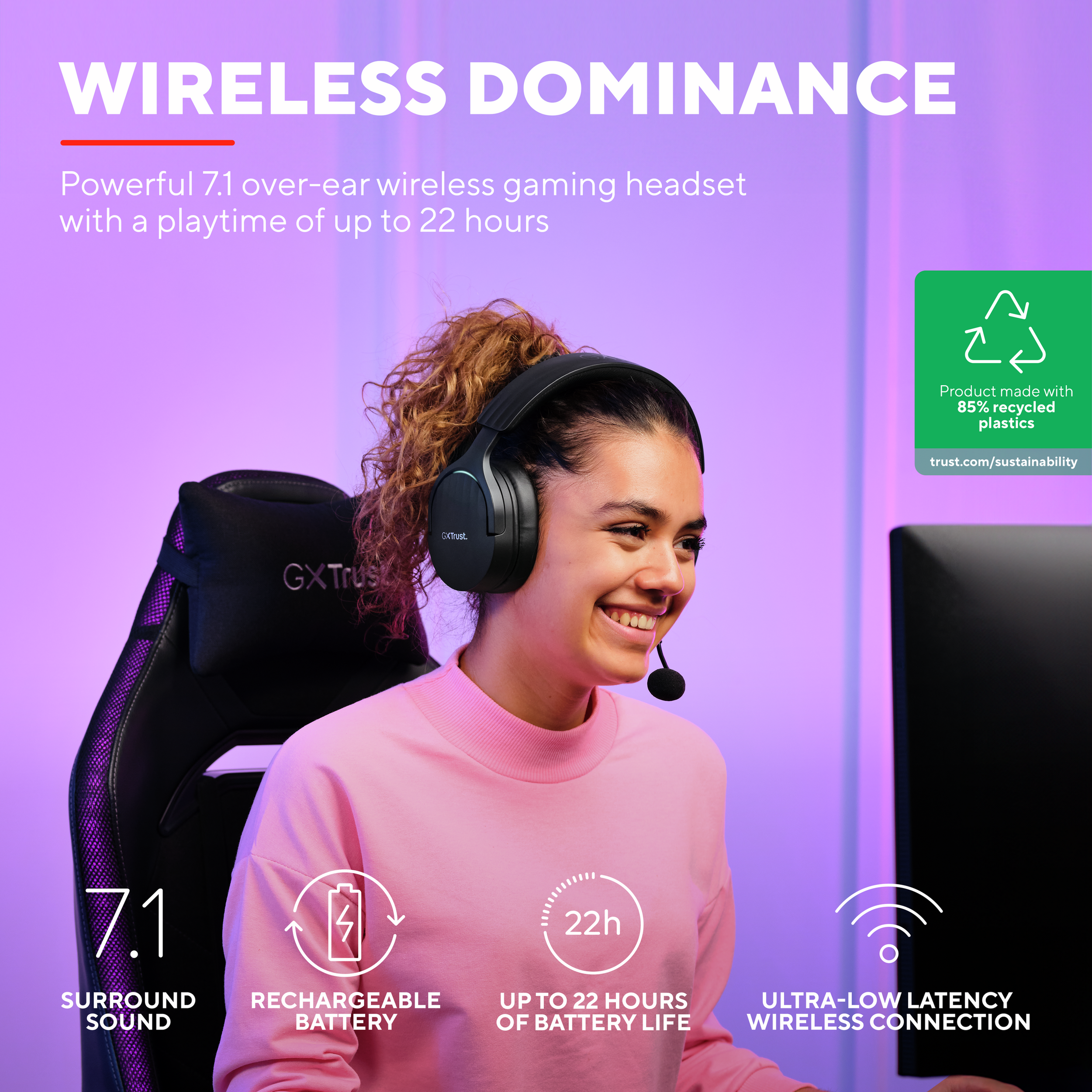 Herné slúchadlá Trust GXT491 FAYZO WIRELESS HEADSET