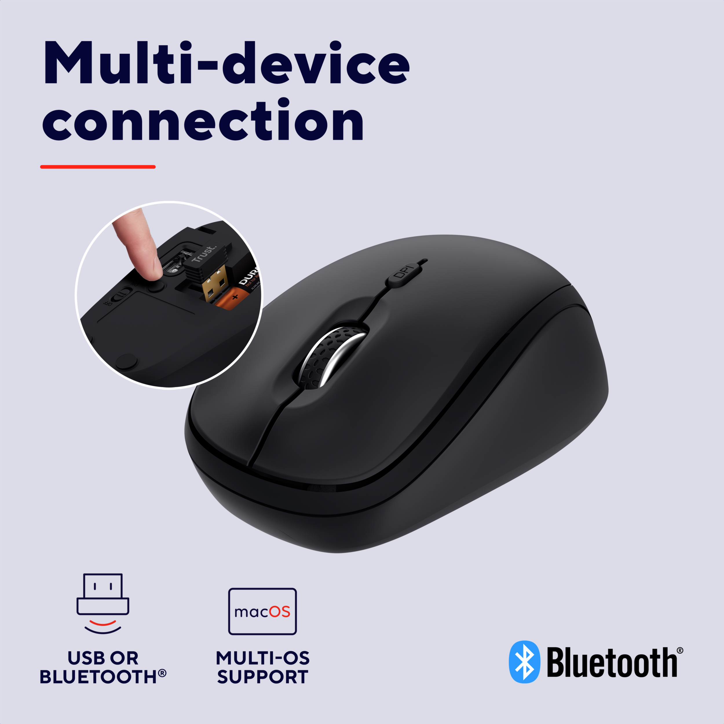 Trust Yvi+ Multi-Device Wireless-Bluetooth Silent Mouse