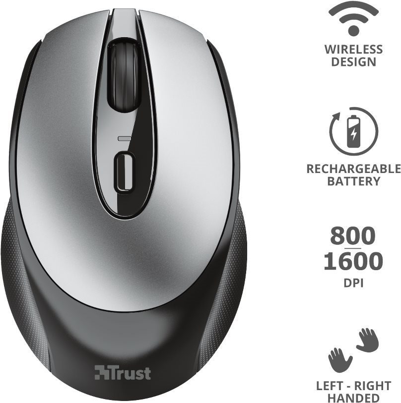Trust Zaya Rechargeable Wireless Mouse, Black