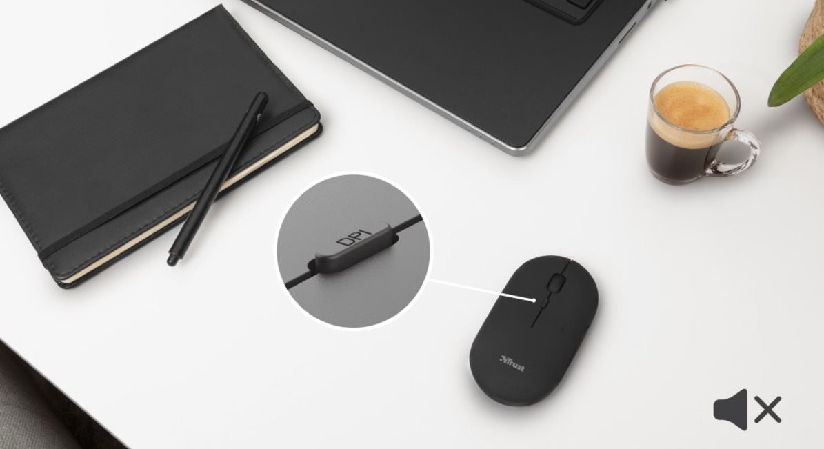 Trust Puck Wireless BT Silent Mouse, Black