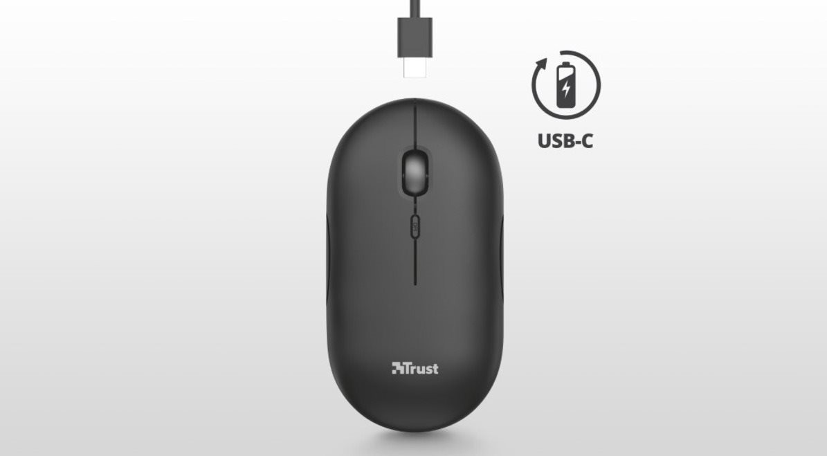 Trust Puck Wireless BT Silent Mouse, Black