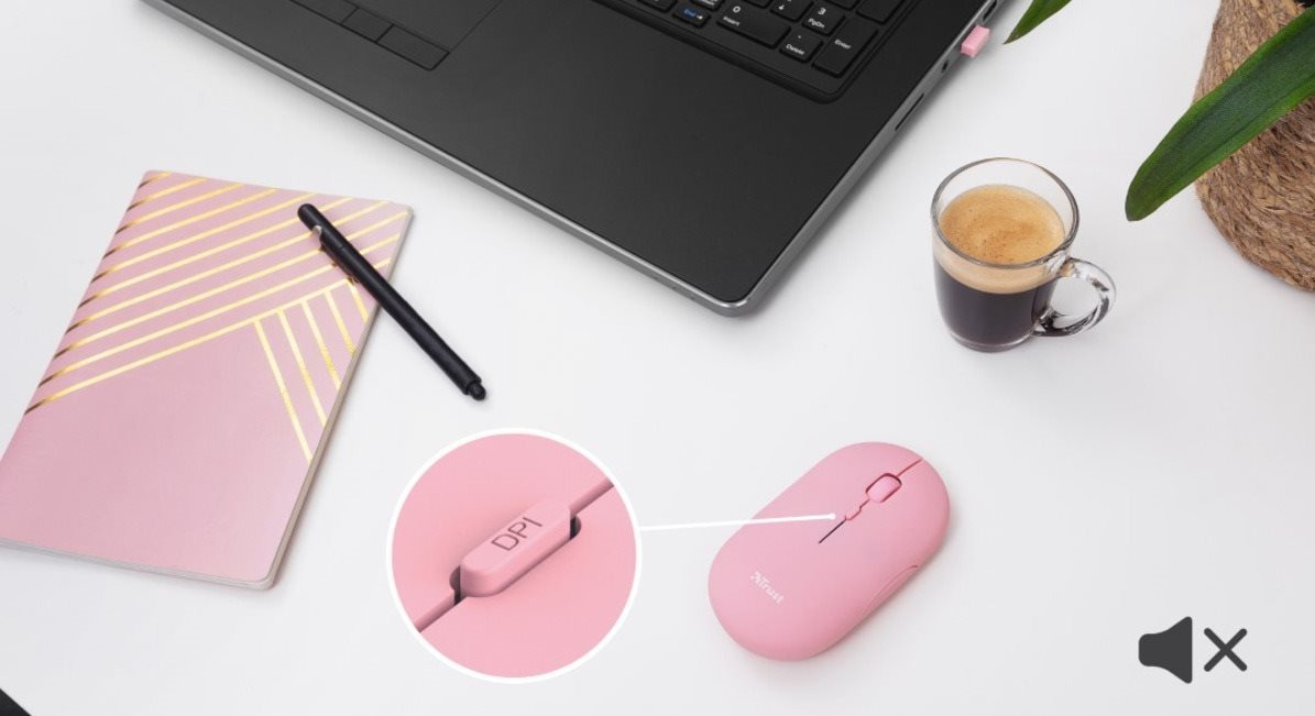 Trust Puck Wireless BT Silent Mouse, Pink
