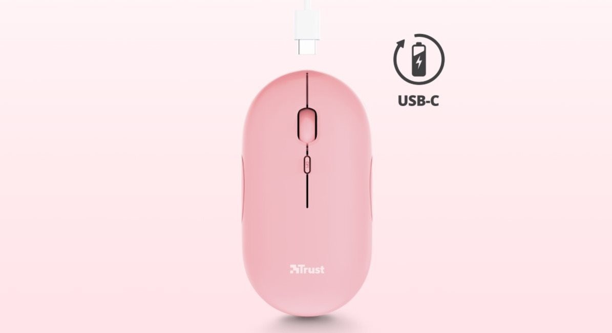 Trust Puck Wireless BT Silent Mouse, Pink