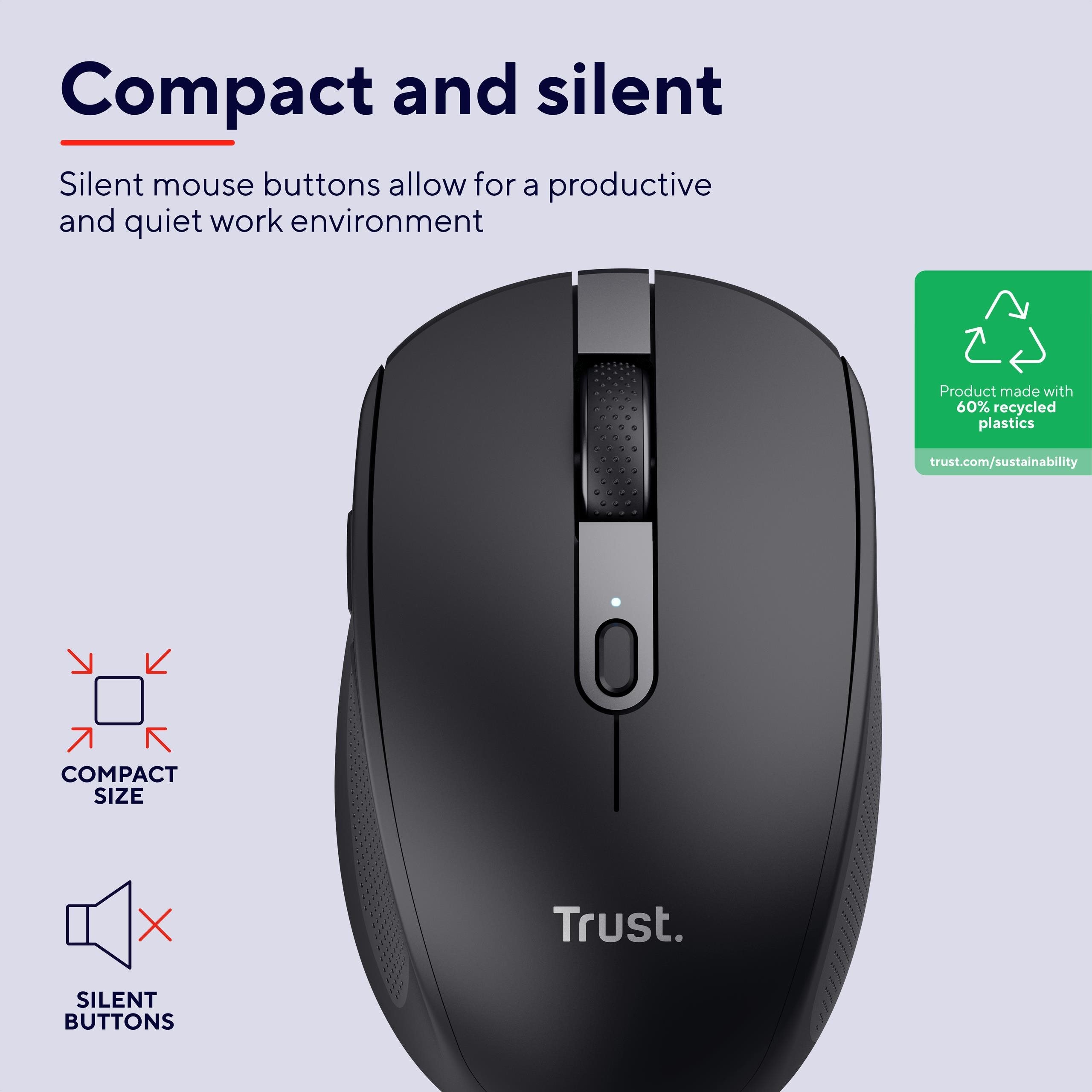 Trust OZAA COMPACT Eco Wireless Mouse Black
