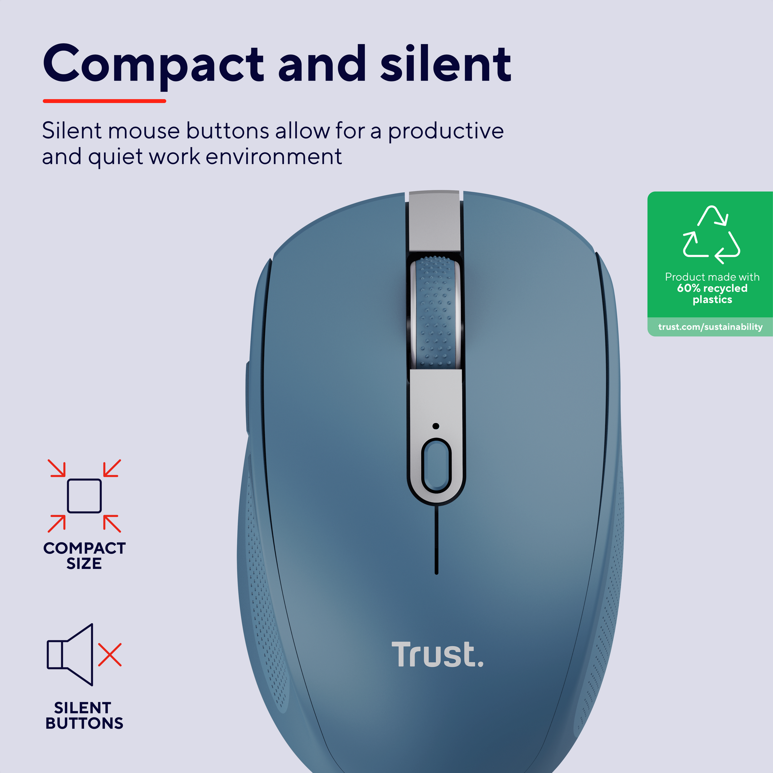 Trust OZAA COMPACT Eco Wireless Mouse Blue