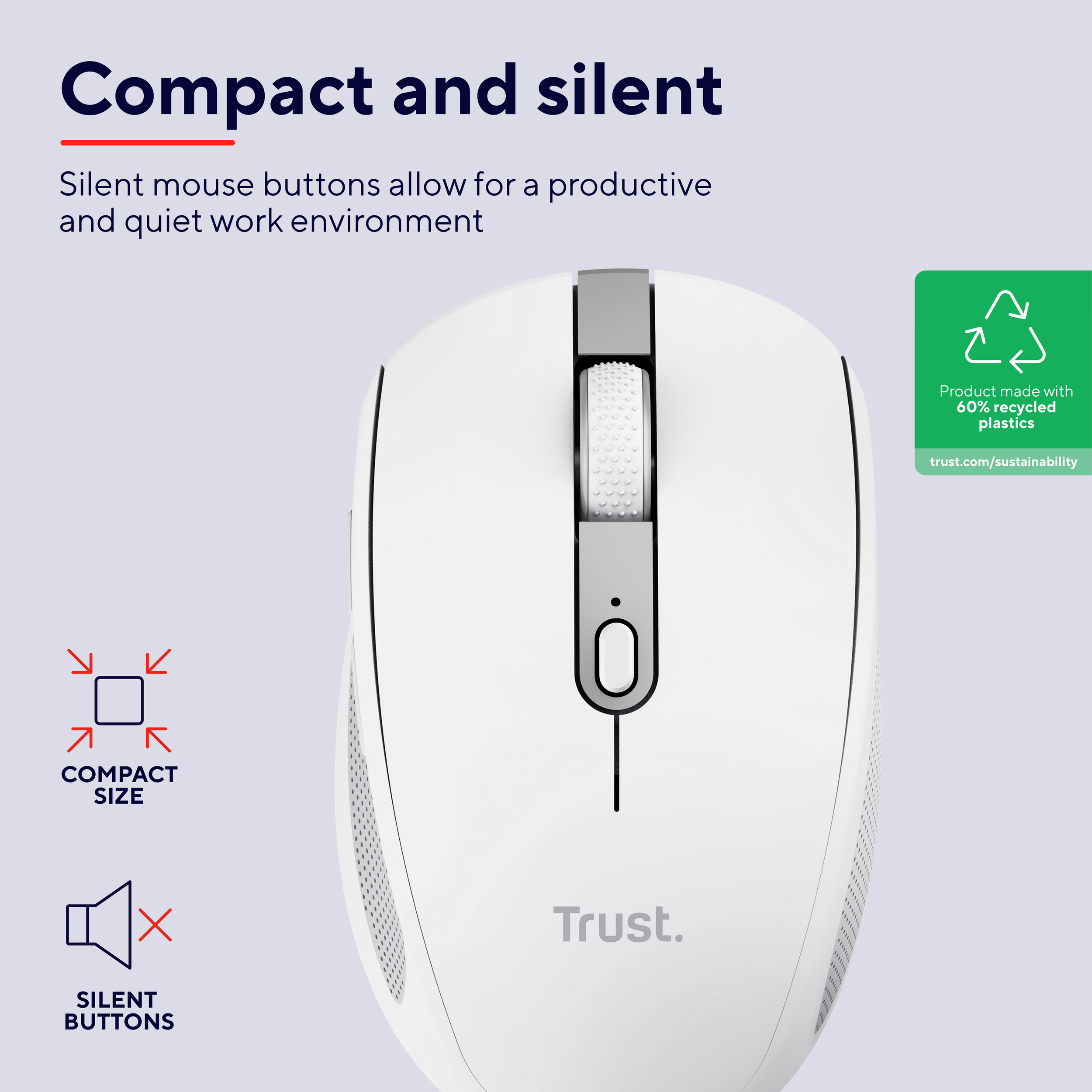 Trust OZAA COMPACT Eco Wireless Mouse White