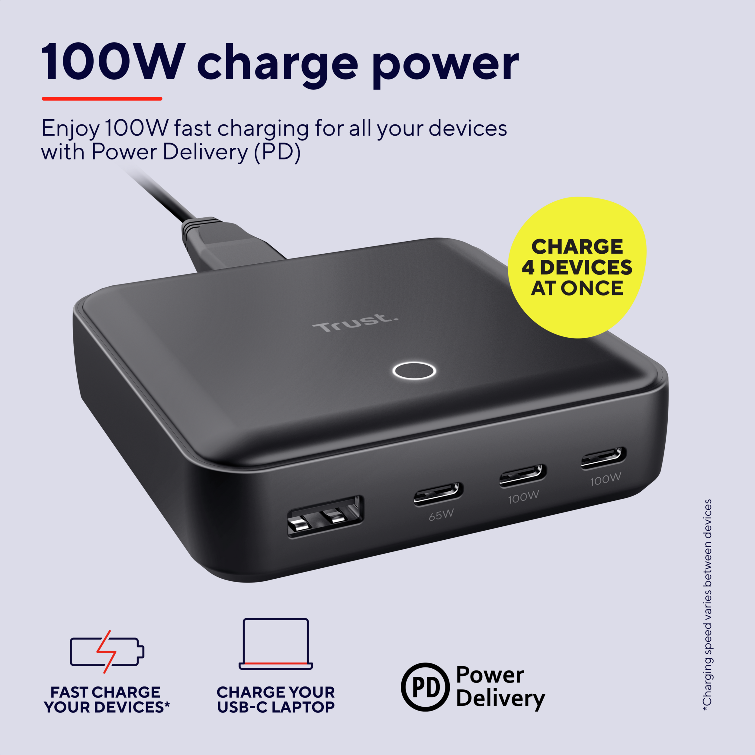Trust MAXO 100W 4-PORT USB-C mains charger