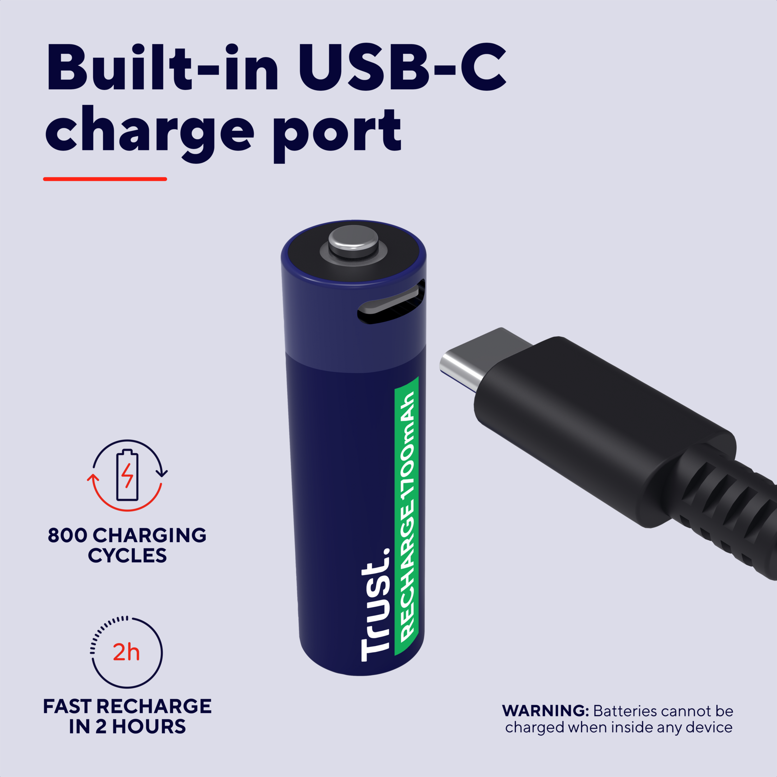 Nabíjecí baterie Trust USB-C Rechargeable Batteries 4P - AA