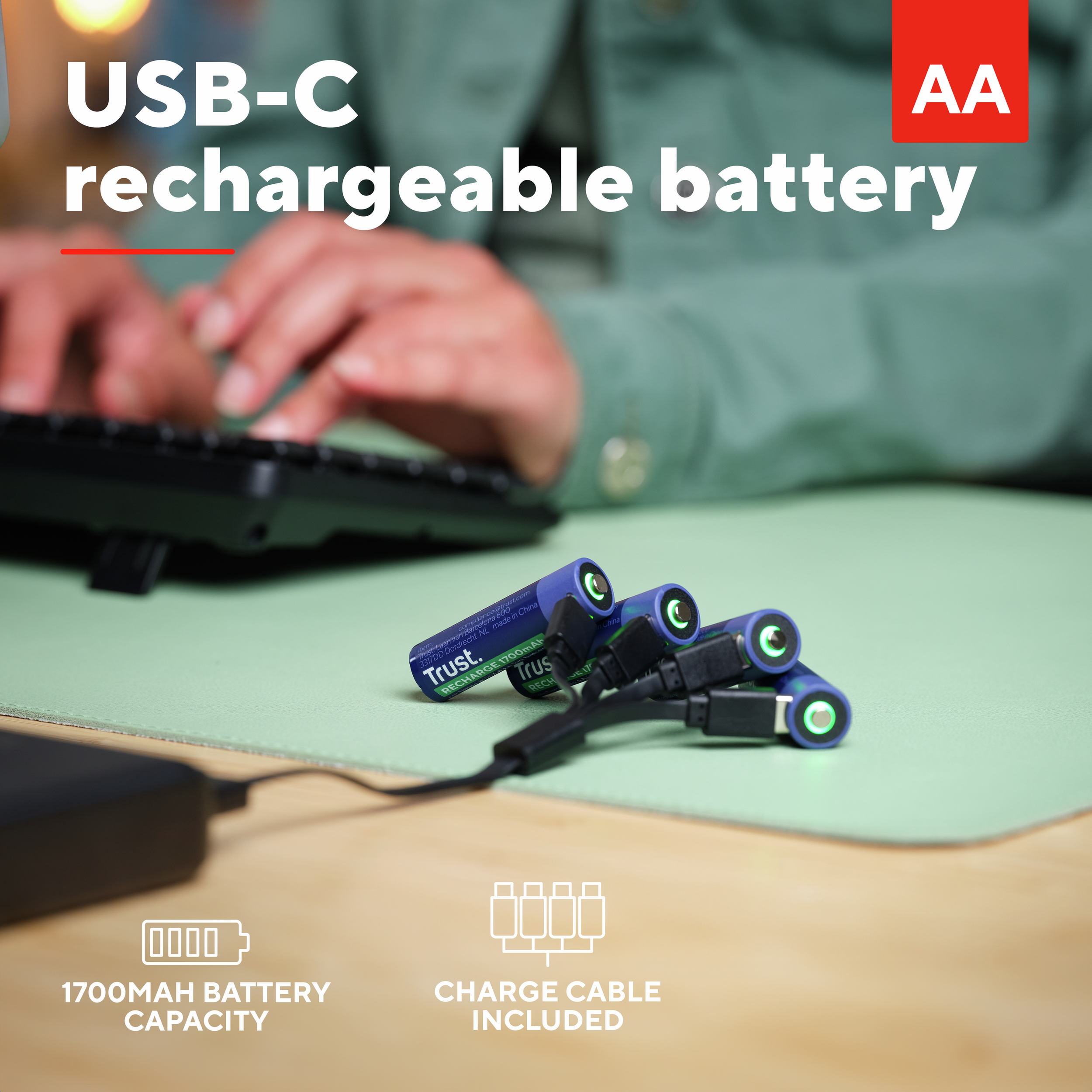 Nabíjecí baterie Trust USB-C Rechargeable Batteries 4P - AA