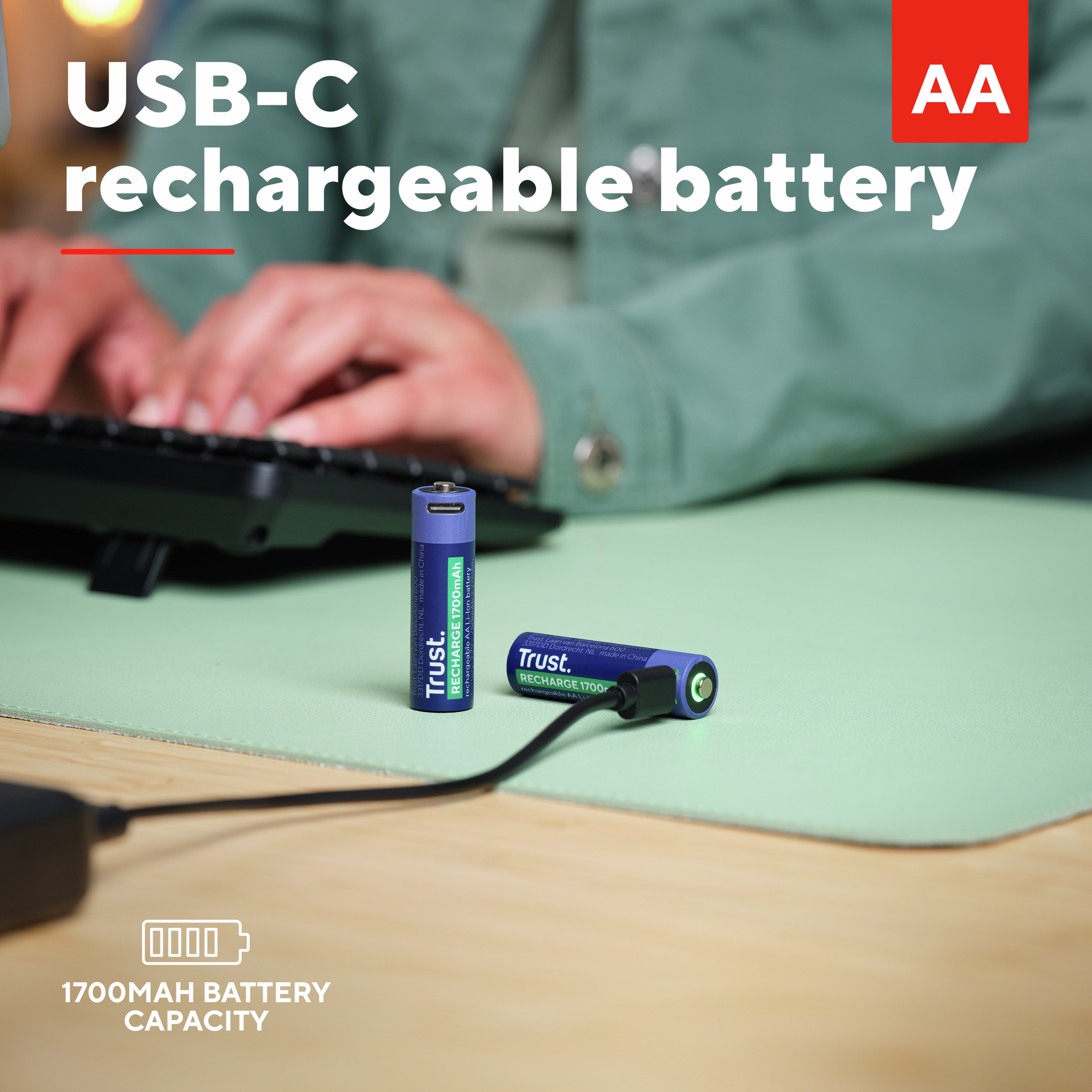 Nabíjecí baterie Trust USB-C Rechargeable Batteries 2P - AA