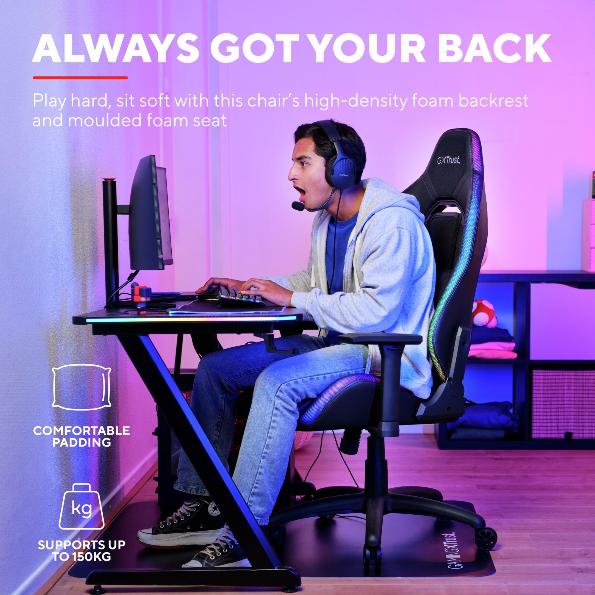 Herní židle Trust GXT 719 Ruya RGB Gaming Chair Black