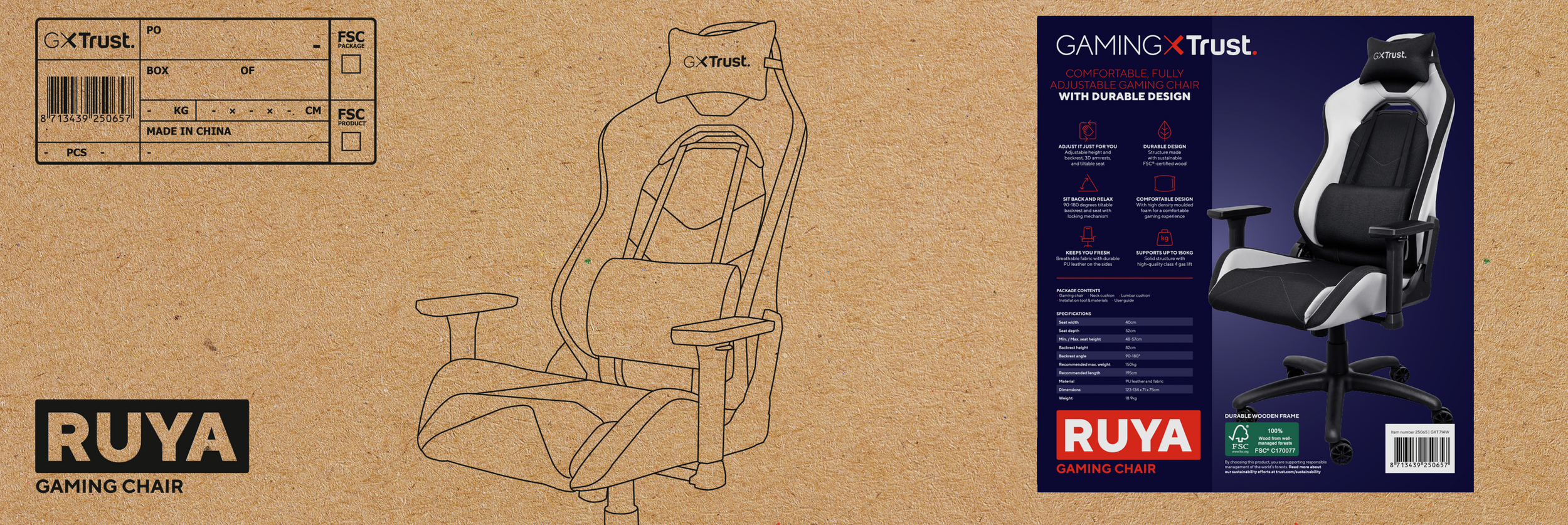 Herní židle Trust GXT714W RUYA ECO Gaming chair, bílá