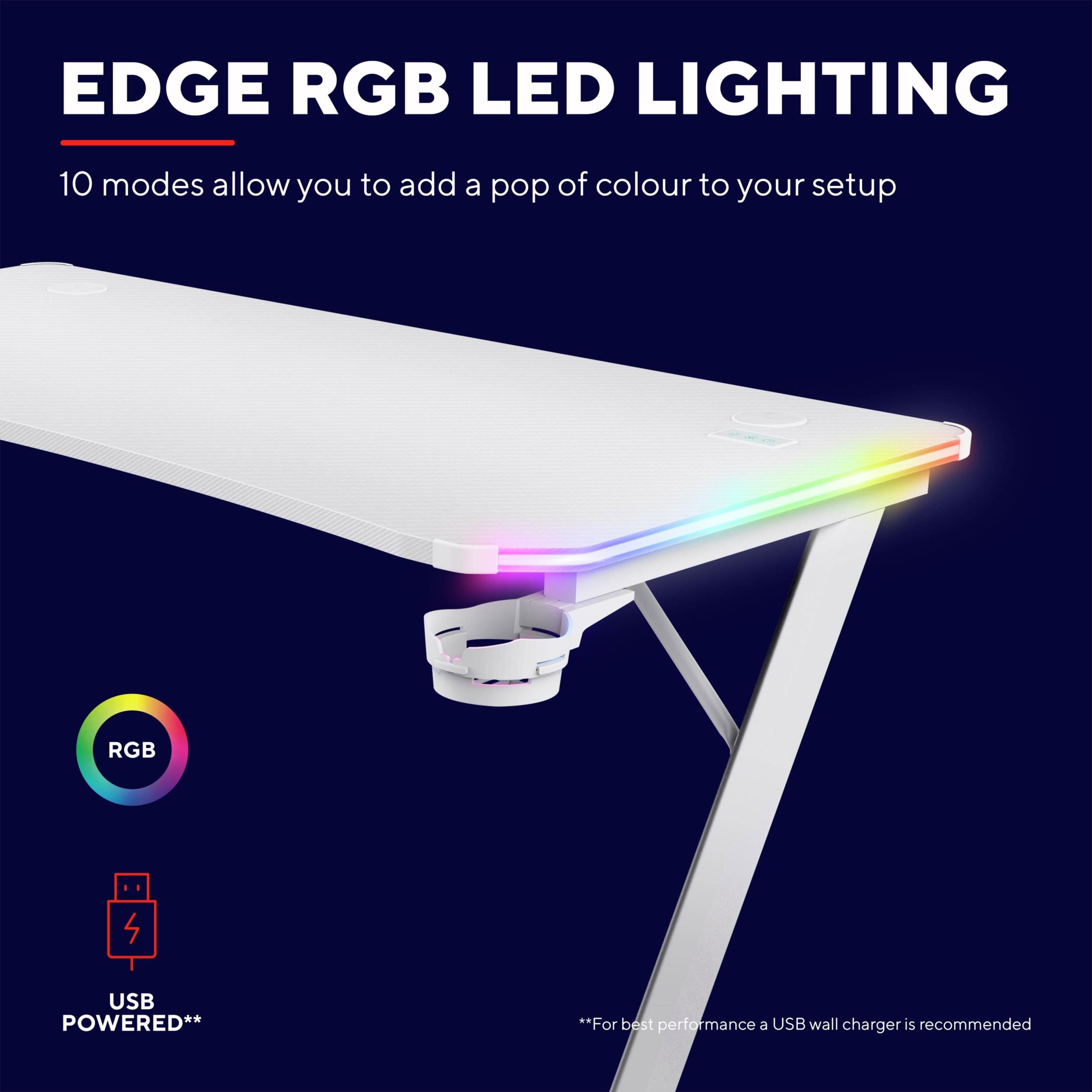 Trust GXT709W Luminus RGB-Gaming-Tisch, weiß