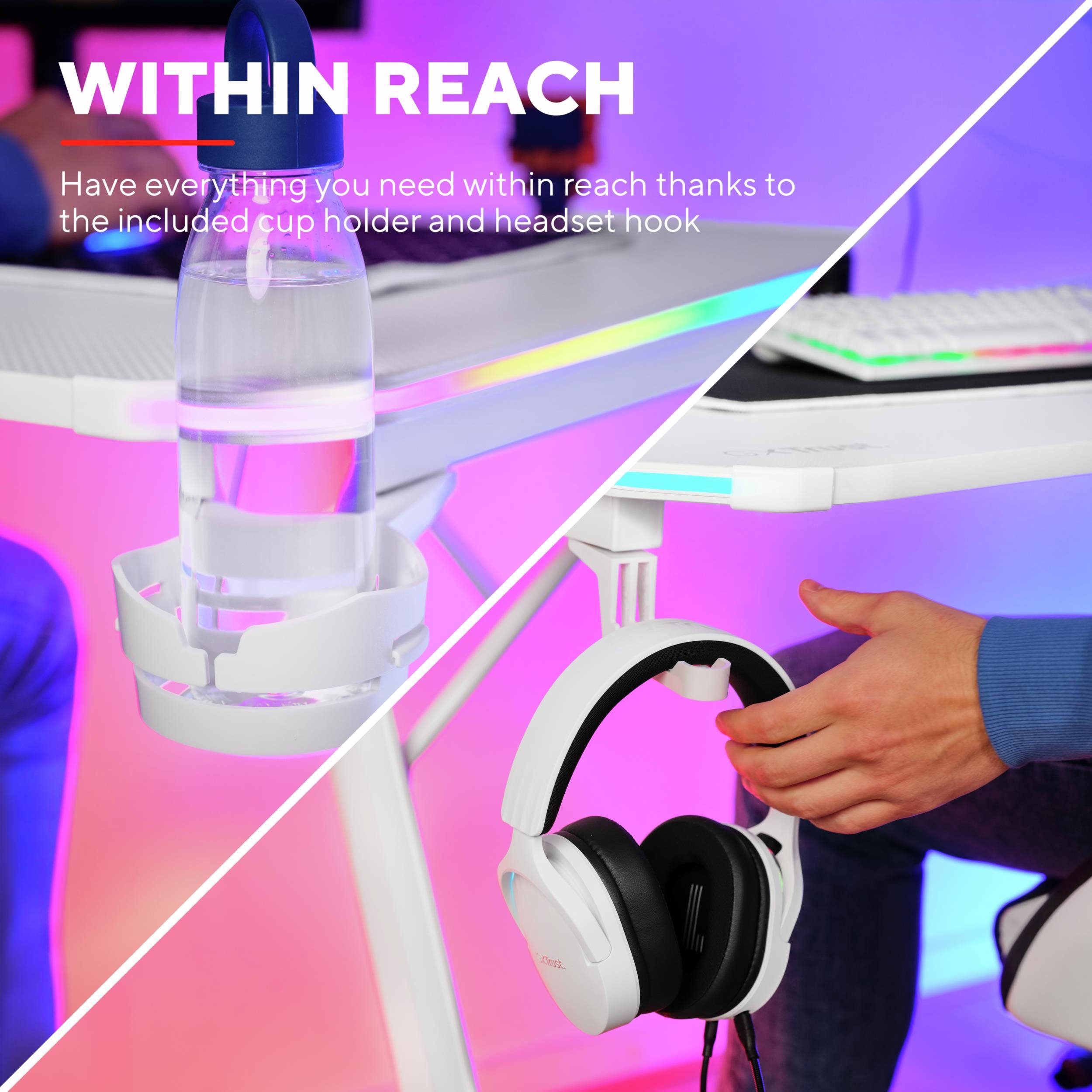 Trust GXT709W Luminus RGB-Gaming-Tisch, weiß