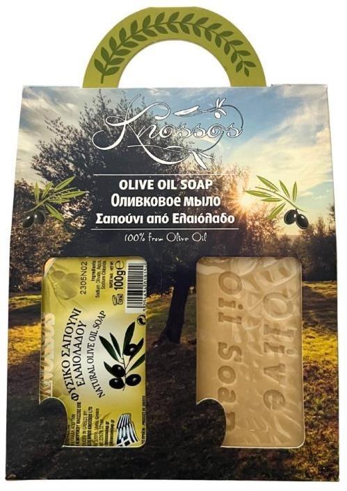 Knossos Dárková sada Olivové mýdlo přírodní bílé 100 g, 2 ks
