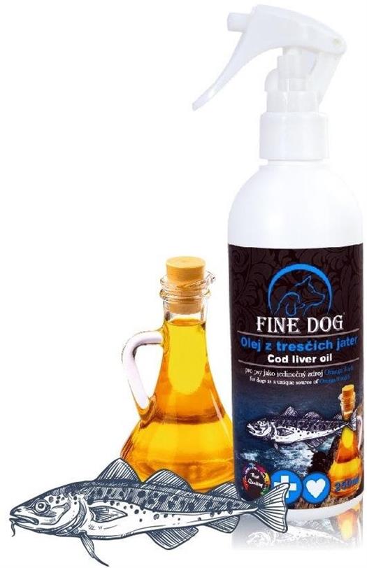 Olej pro psy FINE DOG Olej z tresčích jater s rozprašovačem 250 ml