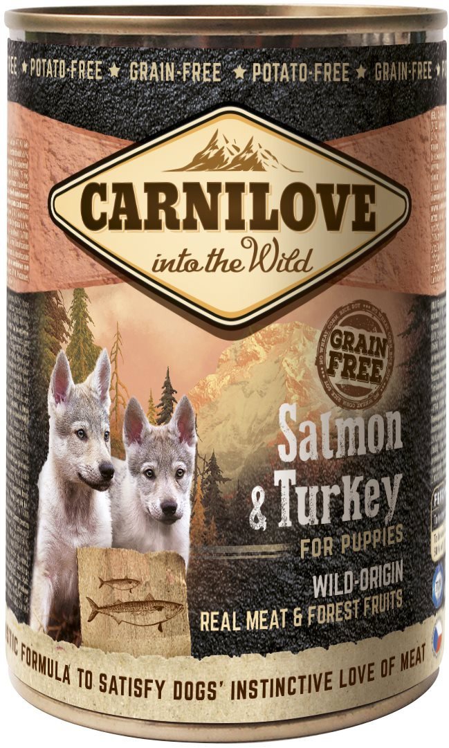 Konzerva pro psy Carnilove Wild Meat Losos & Krocan pro štěňata 400 g