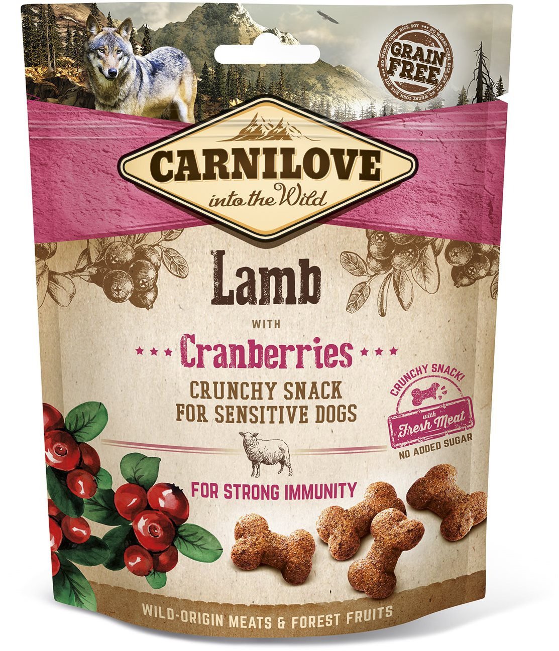 Pamlsky pro psy Carnilove Dog Crunchy Snack Lamb with Cranberries with Fresh Meat 200 g