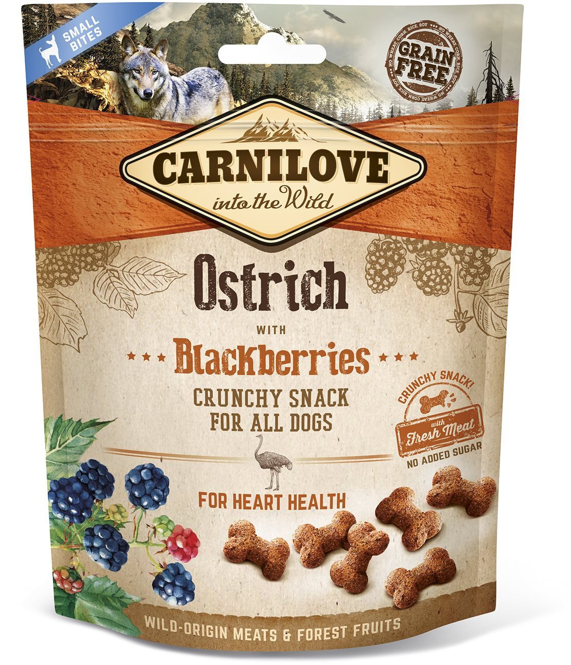Carnilove dog crunchy snack ostrich with blackberries with fresh meat