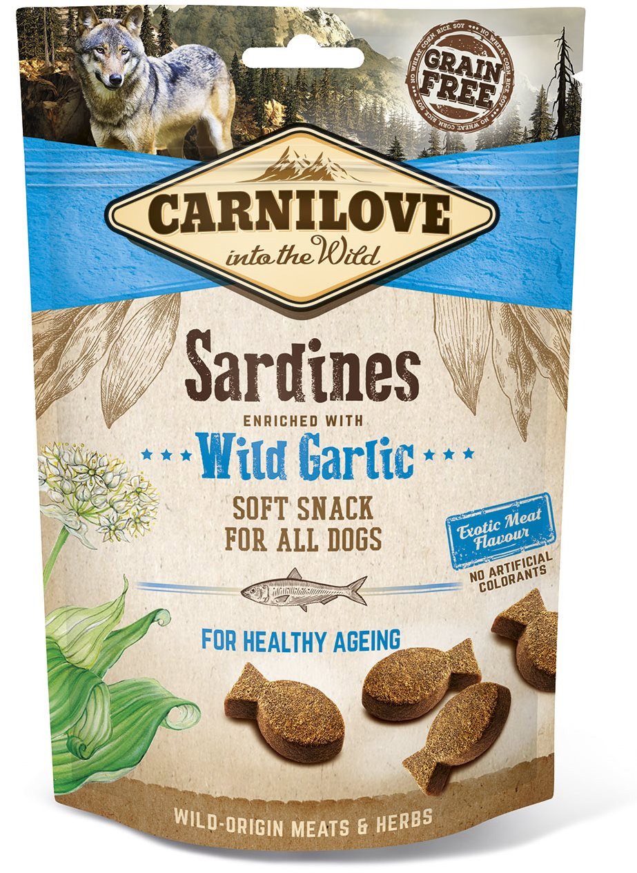 Pamlsky pro psy Carnilove dog semi moist sardines enriched with wild garlic