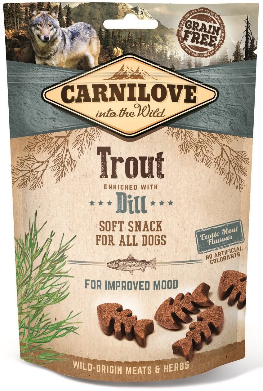 Pamlsky pro psy Carnilove dog semi moist snack trout enriched with dill 200 g