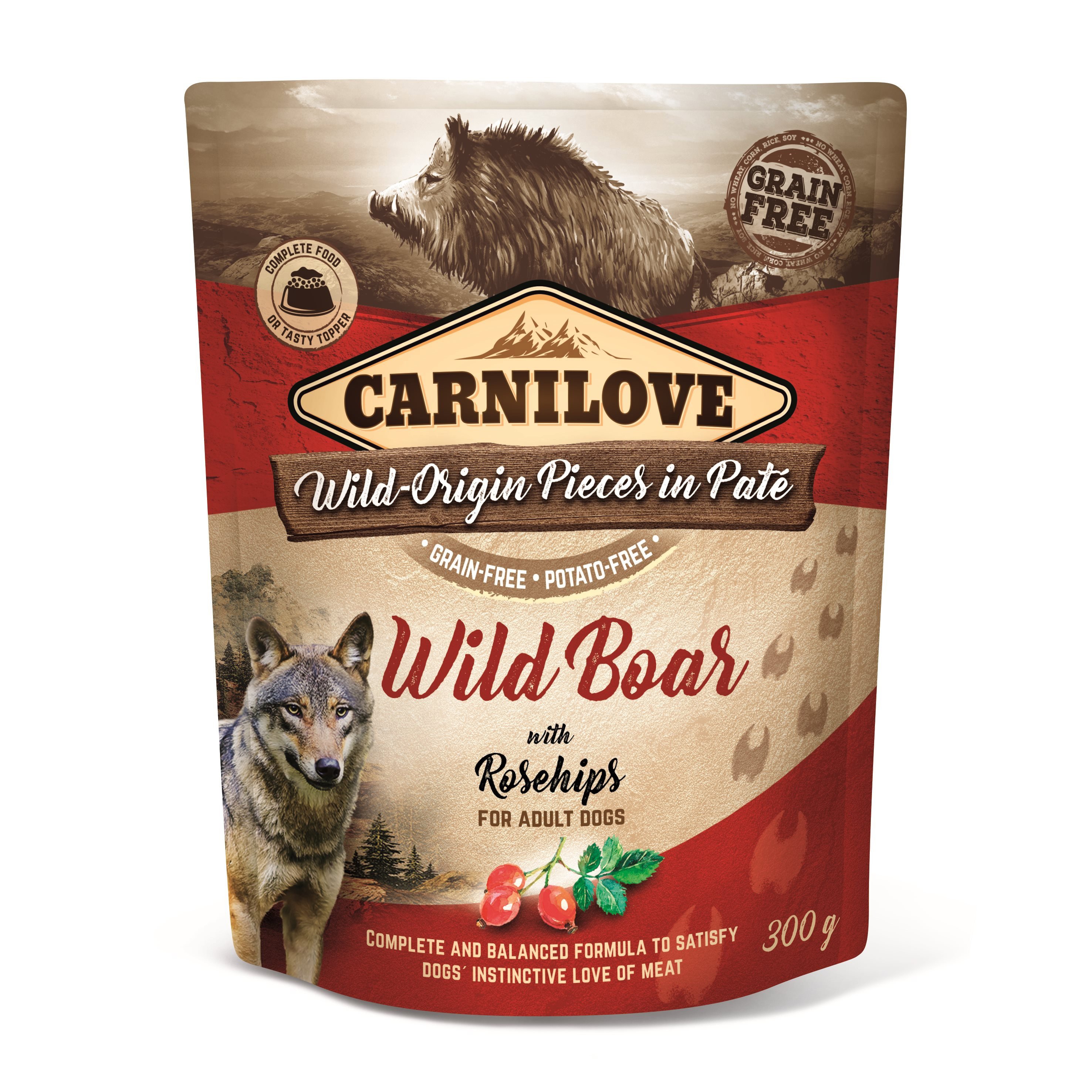 Kapsička pro psy Carnilove Dog Pouch Paté Wild Boar with Rosehips 300 g