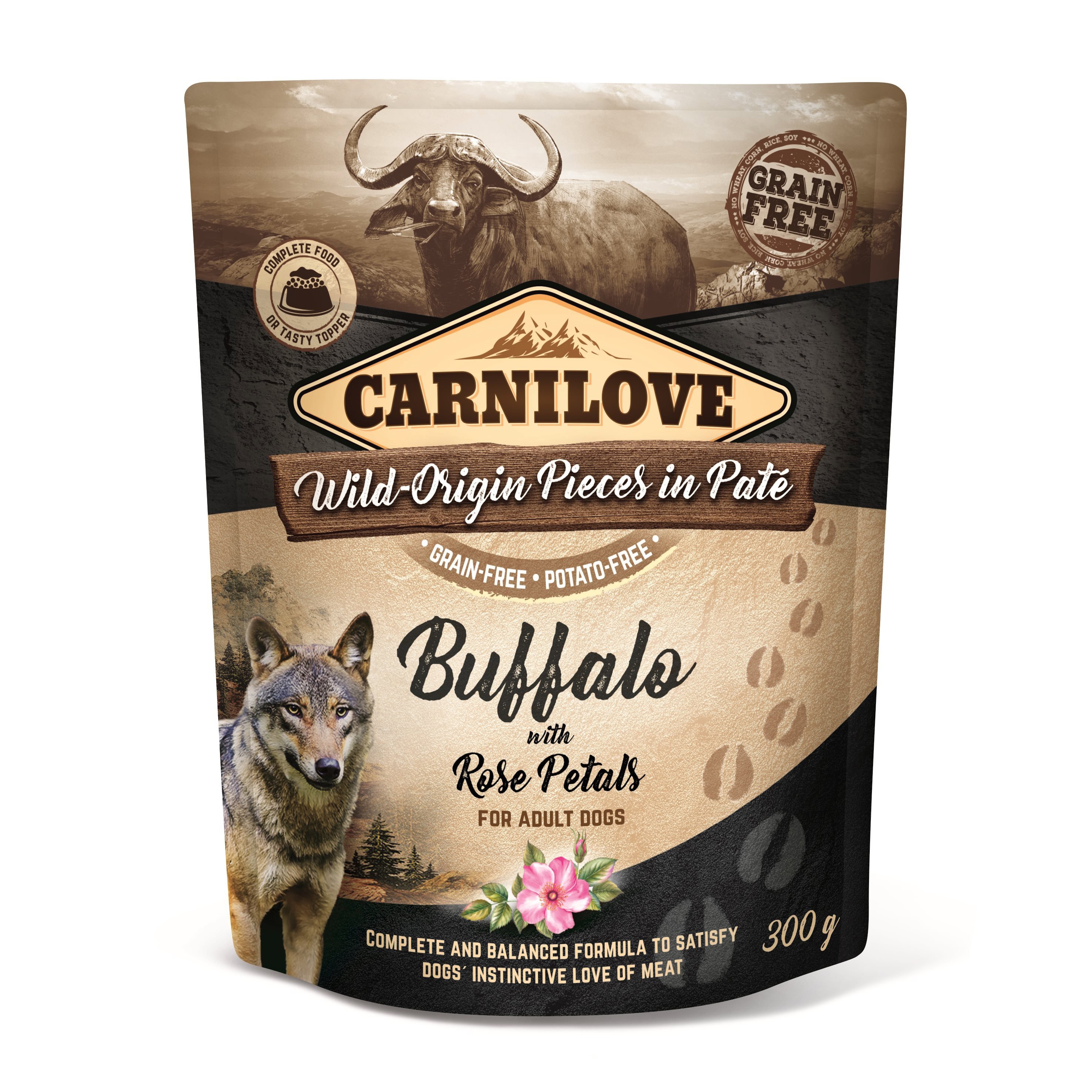 Kapsička pro psy Carnilove Dog Pouch Paté Buffalo with Rose Petals
