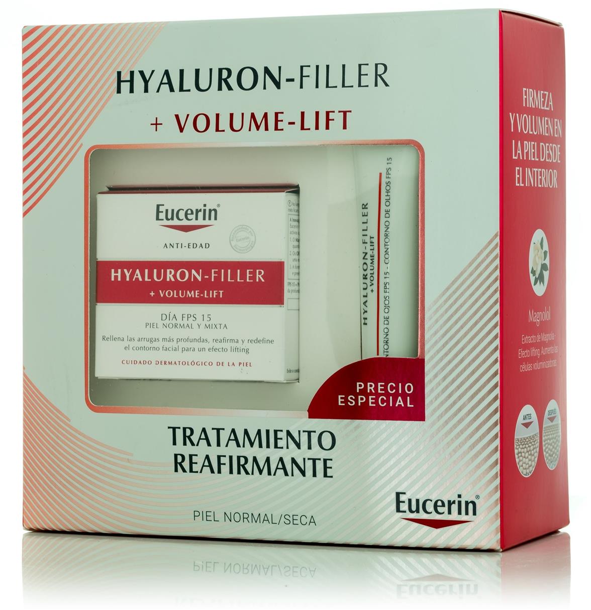Dárková kosmetická sada EUCERIN Hyaluron Filler + Volume-Lift Día Piel Normal Mixta Set 2 Pcs