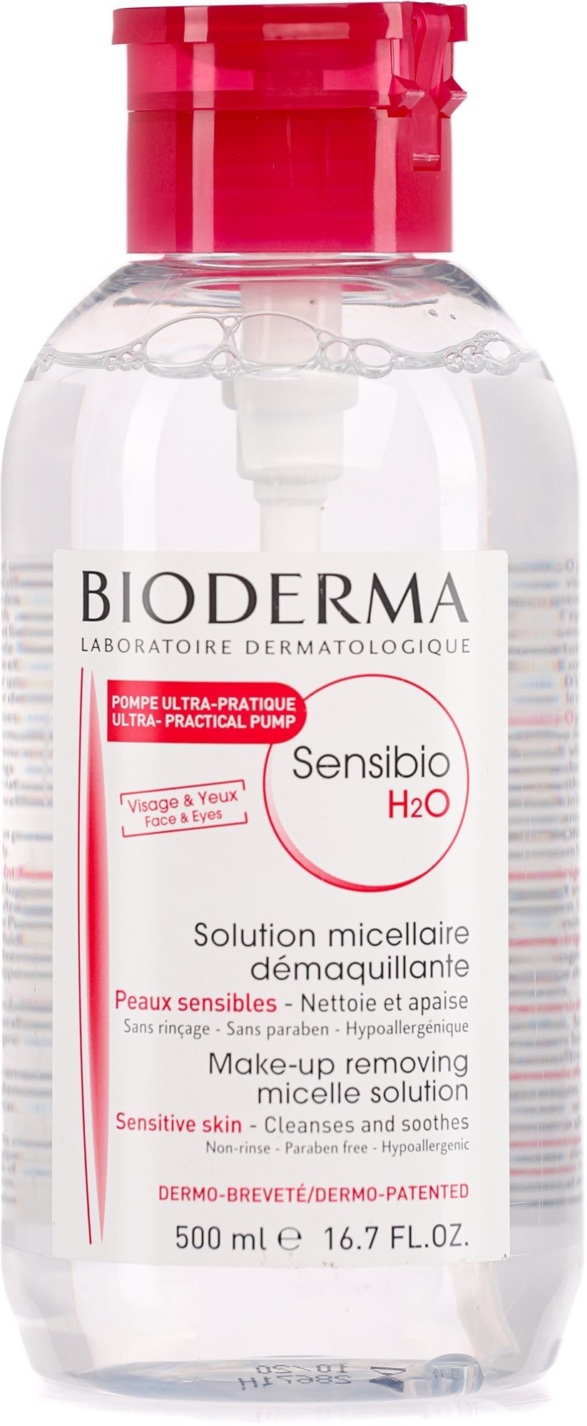 Micelární voda BIODERMA Sensibio H2O s reverzní pumpou 500 ml