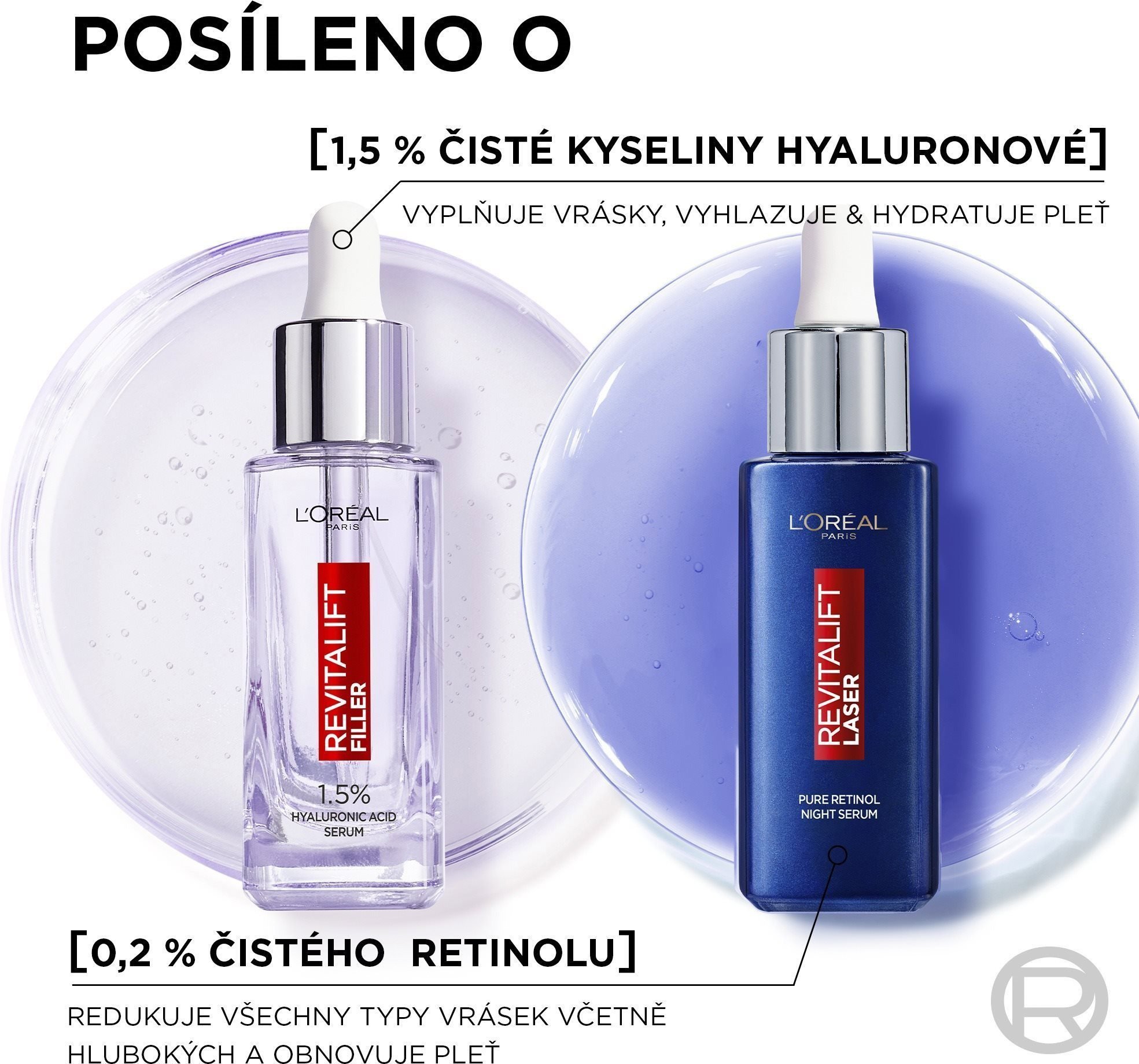 Pleťové sérum L'ORÉAL PARIS Revitalift Filler sérum s 1,5 % kyseliny hyaluronové 50 ml