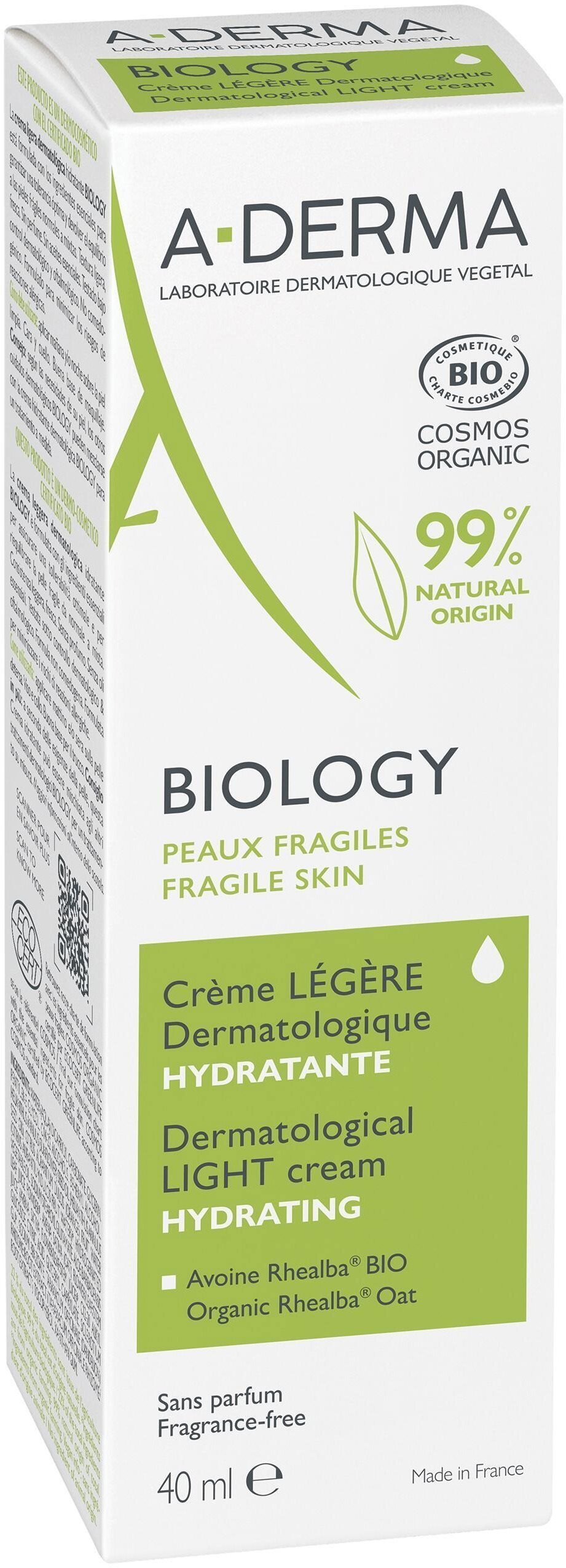 A-DERMA BIOLOGY Dermatologický lehký hydratační krém 40 ml