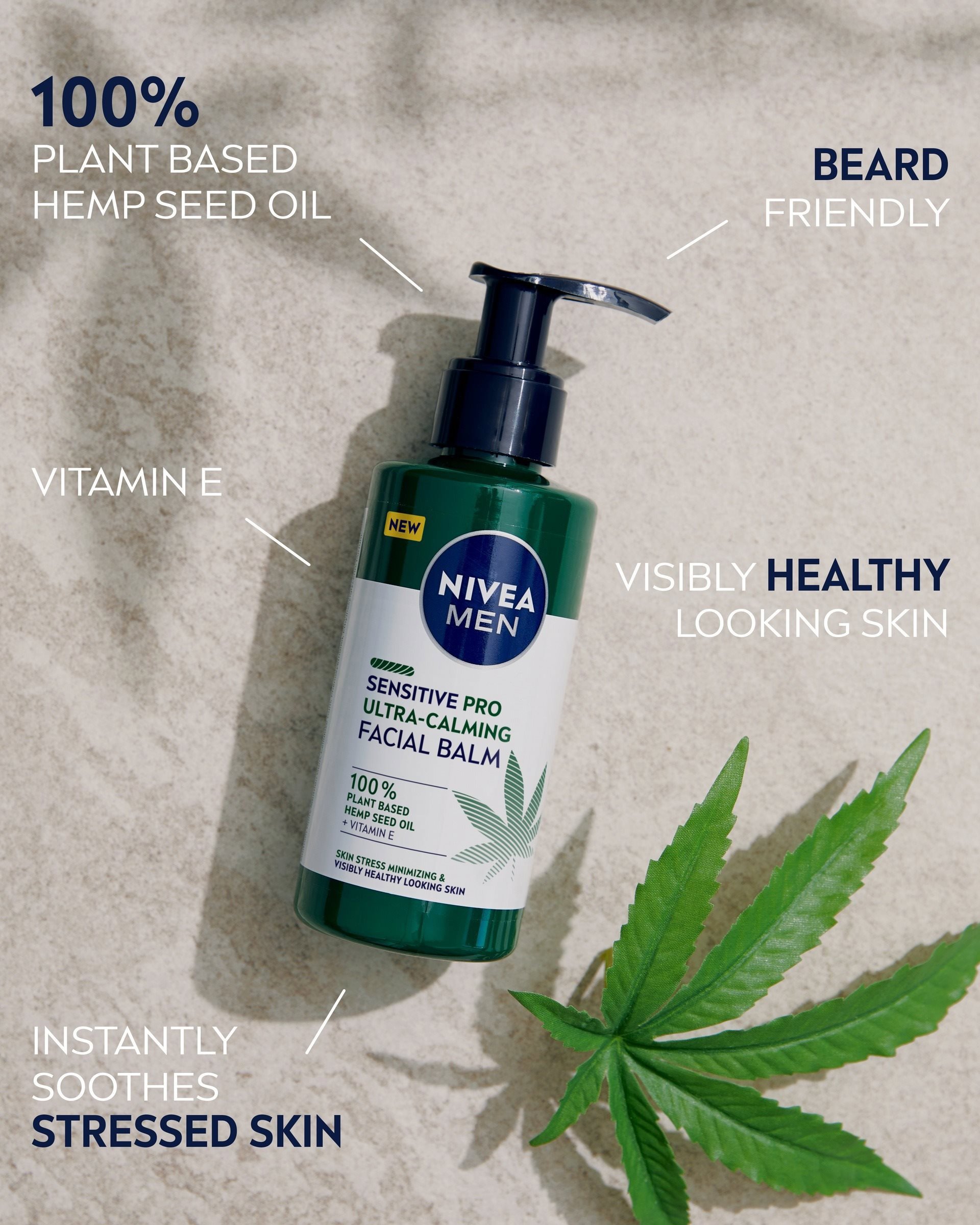 Pánský pleťový krém NIVEA Men Pleťový balzám Sensitive Hemp 150 ml