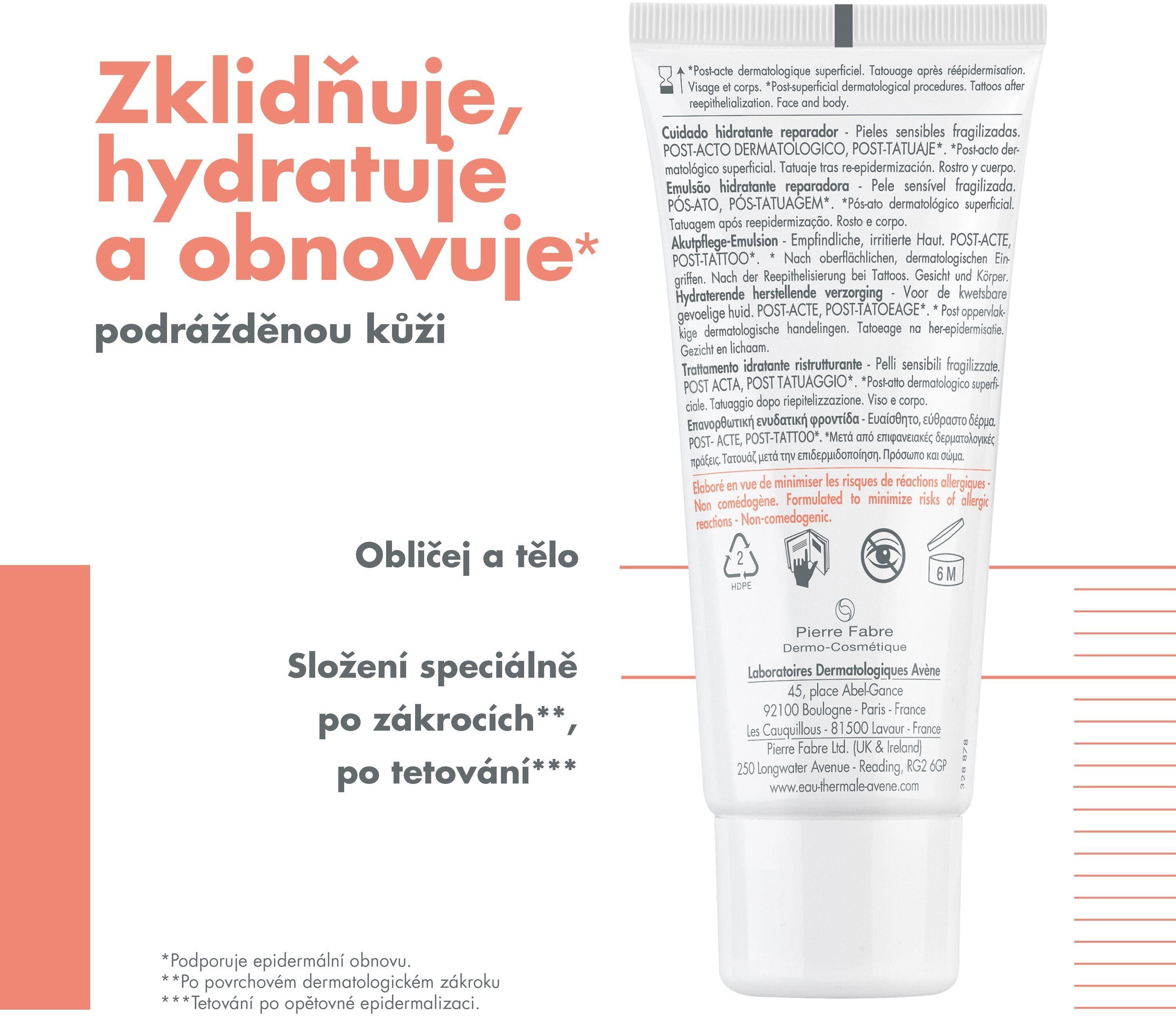 Pleťová emulze AVENE Cicalfate+ Hydratační obnovující emulze Pro citlivou a křehkou pokožku 40 ml
